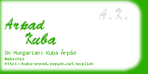 arpad kuba business card