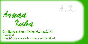 arpad kuba business card